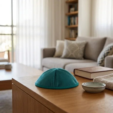 Velvet Kippah 17 cm- Green