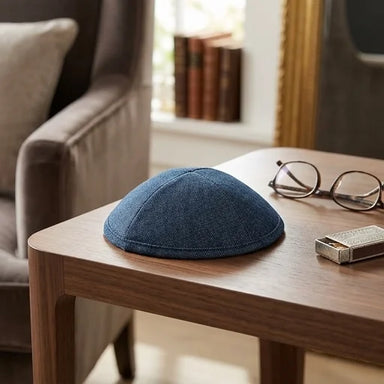 Fabric Elegant Kippah Size 5 20cm - Dark Blue