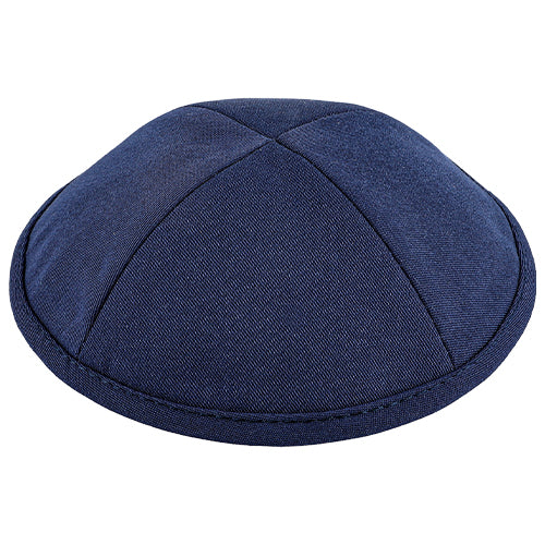 Fabric Kippah Size 3, 18 cm- Glossy Blue - Dark Blue