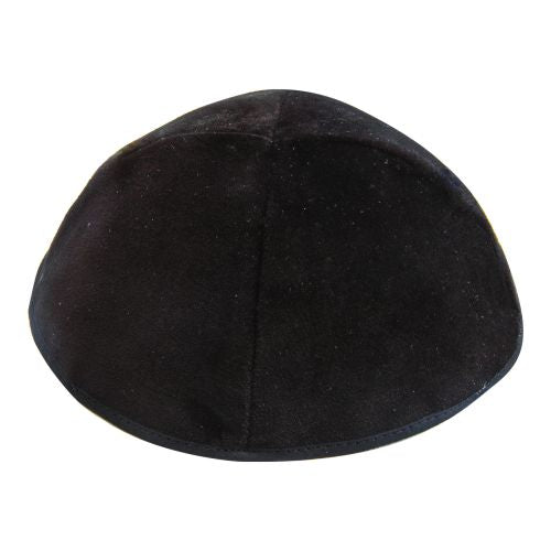 Velvet "Mofet" Kippah- Black, Size 3 19 cm- 4 Parts Without Rim