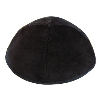 Velvet "Mofet" Kippah- Black, Size 3 19 cm- 6 Parts Without Rim