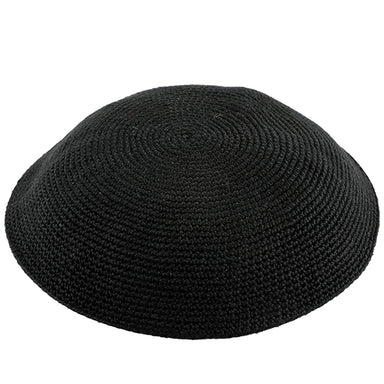 Knitted D.m.c Kippah 15 cm - Stiff Black