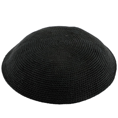 Knitted D.m.c Kippah 15 cm - Stiff Black