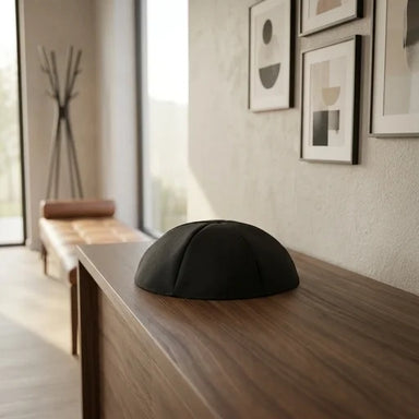 Black Terylene Kippah 23cm- #6, Six Parts
