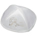 White Satin Kippah 19 cm "Bar Mitzvah" - Silver