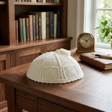 Nachman Kippah White 22 cm