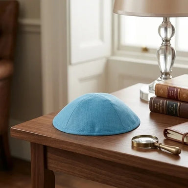 Fabric Elegant Kippah Light Blue Size 2 17.5 cm