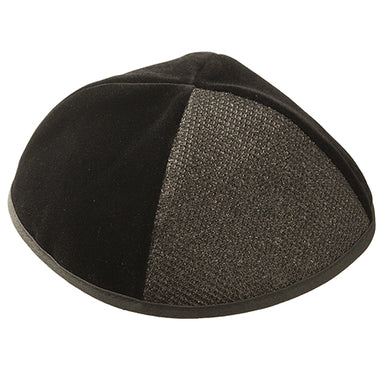 Velvet Plush Black Kippah 4 Parts, 19 cm Size 3