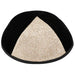 Velvet Plush Black Kippah 4 Parts, 19 cm Size 3 - Silver