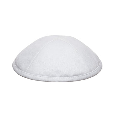 Ultra Suede Kippah 17 cm, with Pin Spot - White