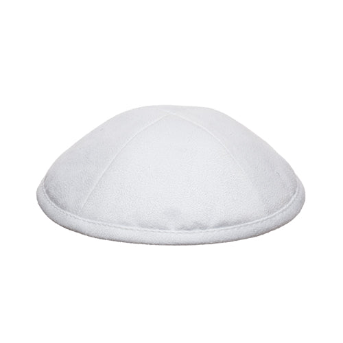 Ultra Suede Kippah 17 cm, with Pin Spot - White