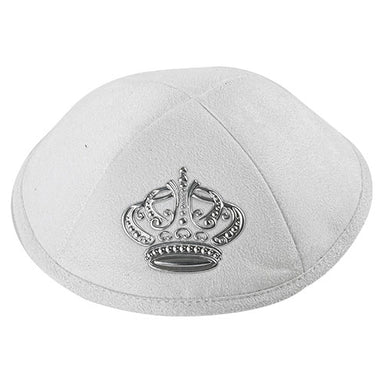 Ultra Suede Kippah 19 cm- with Pin Spot- White