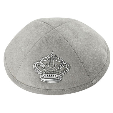 Ultra Suede Kippah 19 cm, with Pin Spot - Black - Gray