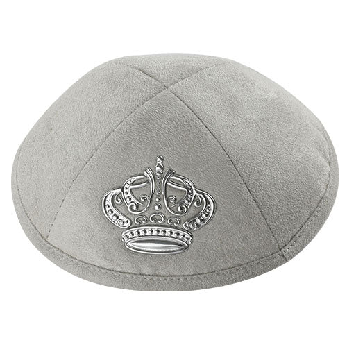 Ultra Suede Kippah 19 cm, with Pin Spot - Black - Gray