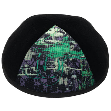 Velvet Plush Black Kippah 4 Parts, 19 cm Size 3