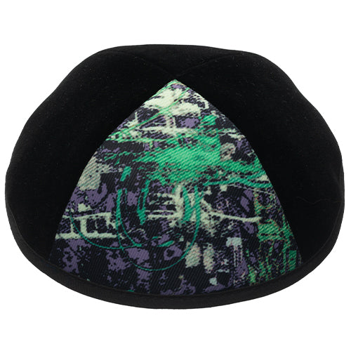 Velvet Plush Black Kippah 4 Parts, 19 cm Size 3