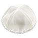 White Satin Kippah 17 cm - Silver