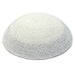 Knitted Kippah 17 cm- White with Silver Line