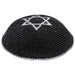 Knitted Kippah 16 cm- Black with Silver Magen David Embroidery