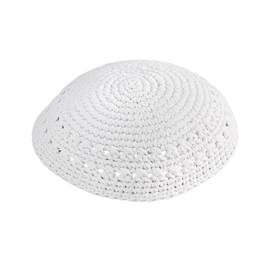 Knitted Kippah 15 cm- White