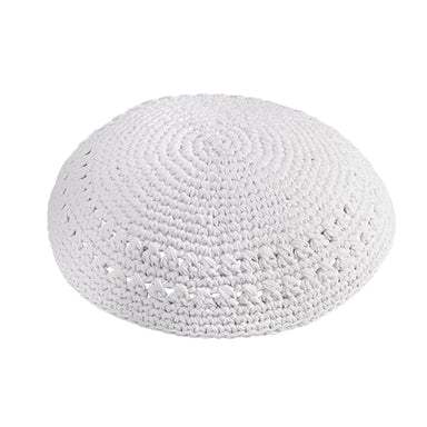 Knitted Kippah 17 cm- White