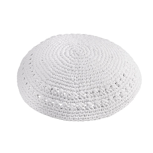 Knitted Kippah 17 cm- White