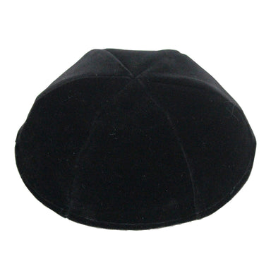Velvet "Mofet" Kippah- Black, Size 3 19 cm- 6 Parts Without Rim