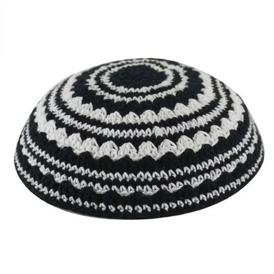 Knitted Kippah 18 cm- Black-white