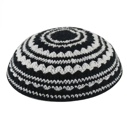 Knitted Kippah 18 cm- Black-white