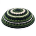 Knitted Kippah 20 cm- Black-green-beige