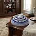 Knitted Kippah 18 cm- Blue-gray-white