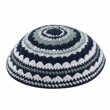 Knitted Kippah 18 cm- Blue-l. Green-white