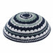 Knitted Kippah 18 cm- Blue-l. Green-white