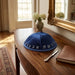 Velvet Kippah with Embroidery Size 3- Dark Blue