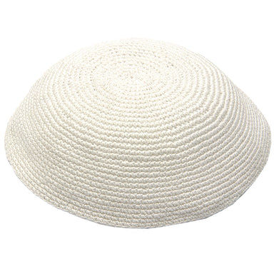Knitted D.m.c Kippah 16 cm - White