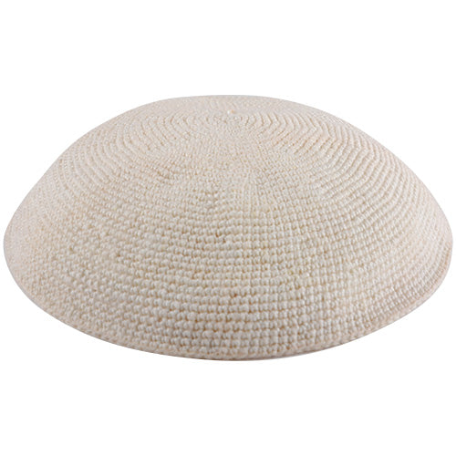 Knitted D.m.c Kippah 15cm - White