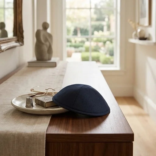Fabric Kippah 18 cm- Dark Blue