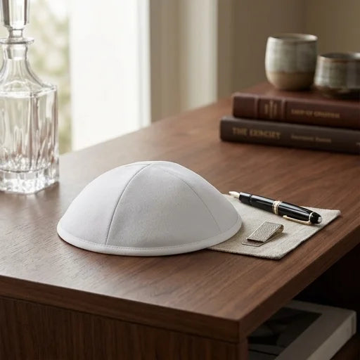 Fabric Kippah "Artman" 19 cm- White