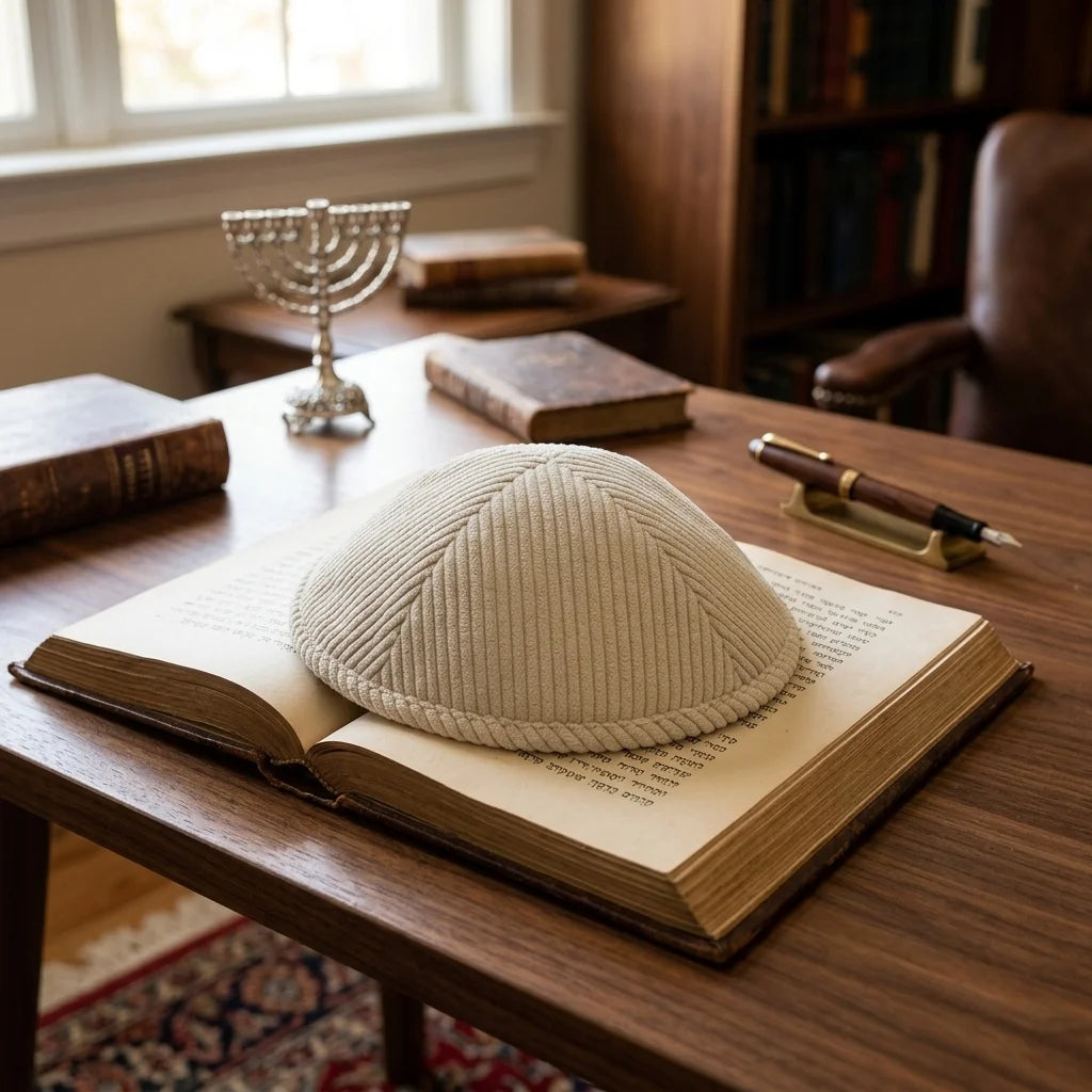 Corduroy Kippah "Artman" 16 cm- Off White