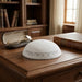 Knitted Kippah 16 cm- White with Silver "Aish Sheli" Embroidery