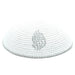 Knitted Kippah 16 cm- White with Silver "Aish Sheli" Embroidery
