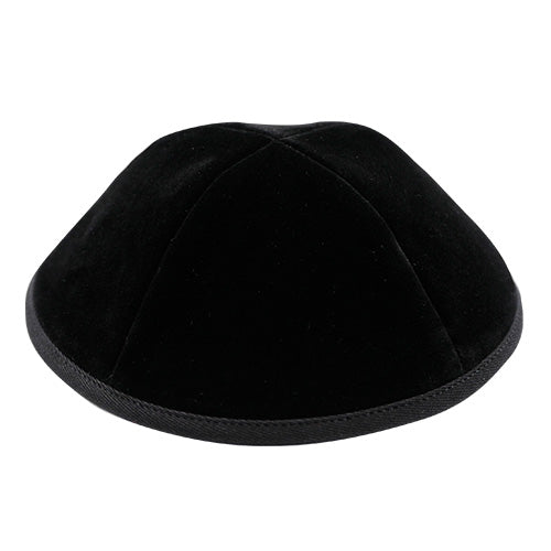 Black Velvet Kippah 22 cm- 4 Parts with Rim