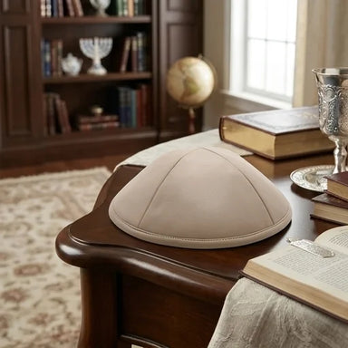Leatherette Kippah 17 cm- White