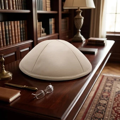 Leatherette Kippah 19 cm- White