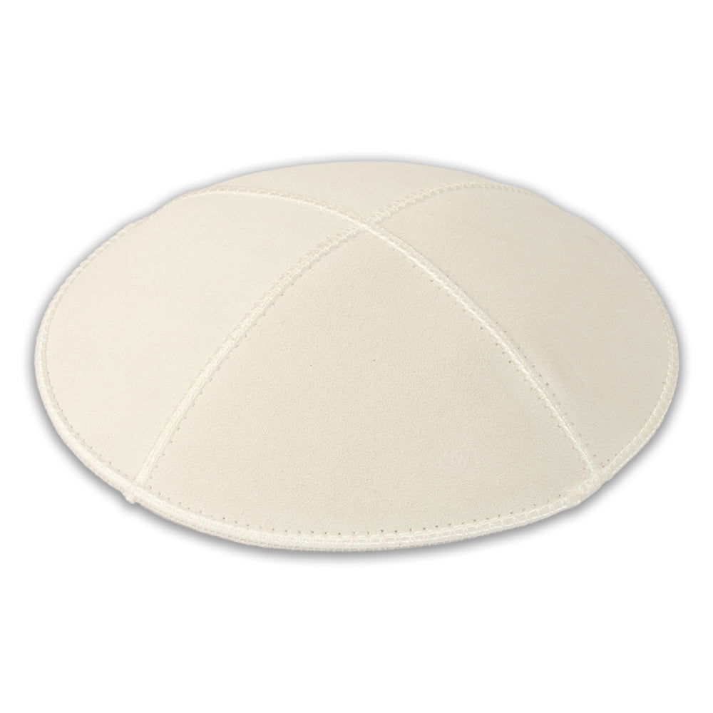 Leather Kippah 15 cm- Light Gray