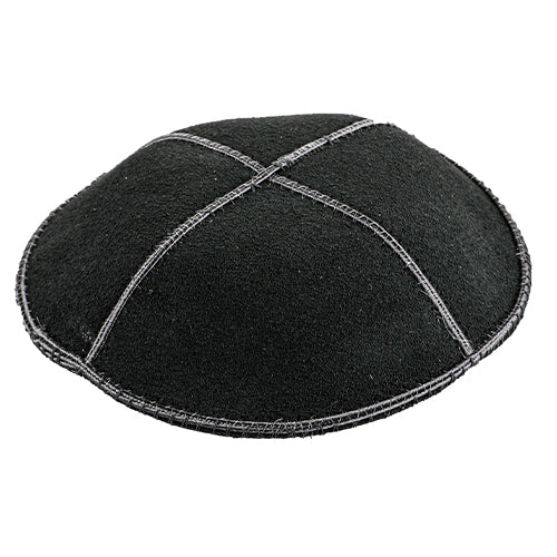 Suede Kippah 14 cm- Gray - Dark Gray