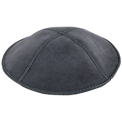 Suede Kippah 16 cm- Dark Gray