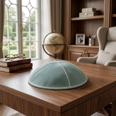 Leather Kippah Artman 16 cm- Light Blue