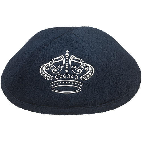 Ultra Suede Kippah 19 cm, with Pin Spot - Black - Dark Blue