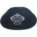 Ultra Suede Kippah 19 cm, with Pin Spot - Black - Dark Blue